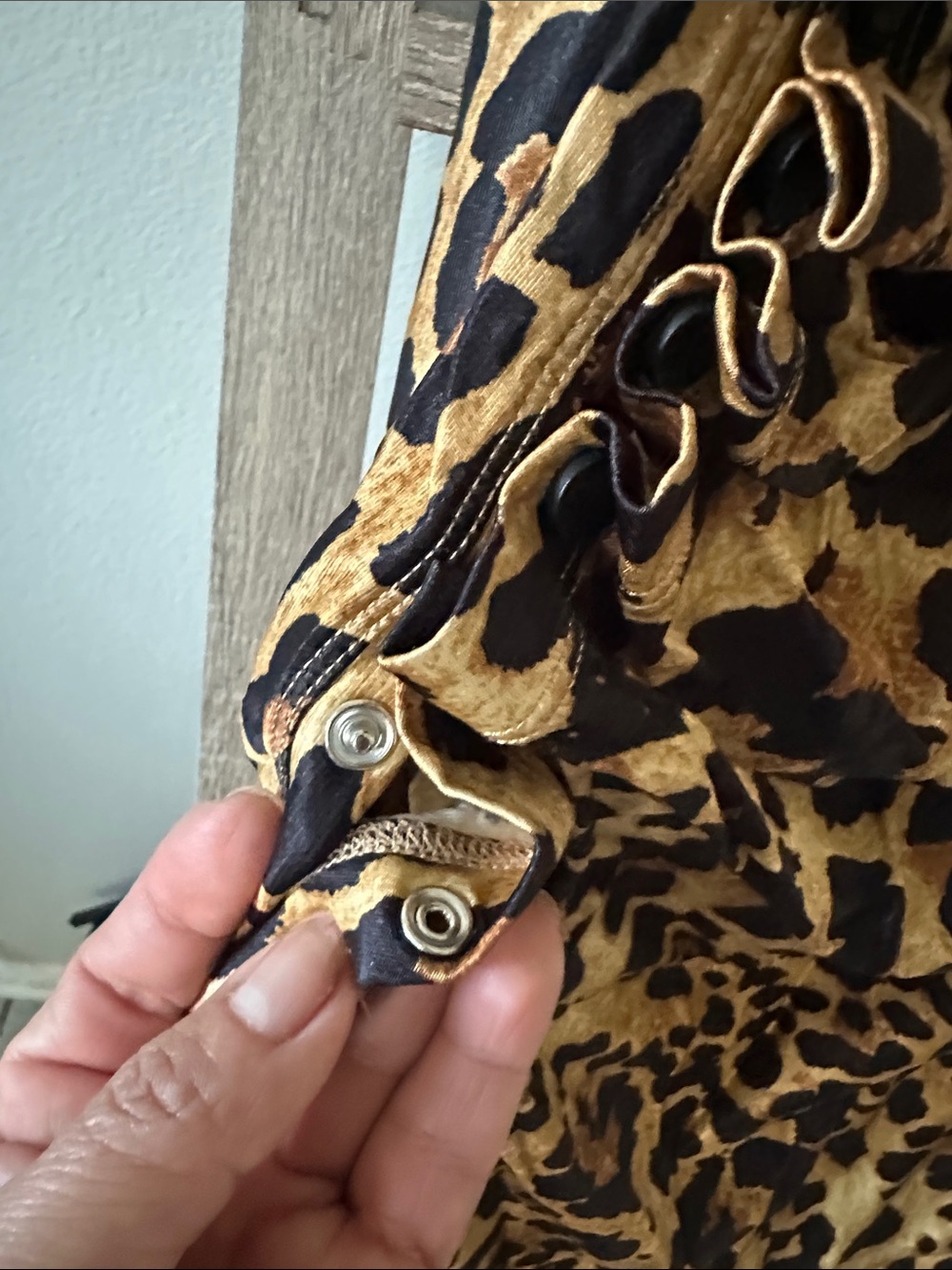 Paco Rabanne Leopard Print Cap Sleeve Midi Dress in Tan and Black - Picture 4 of 7